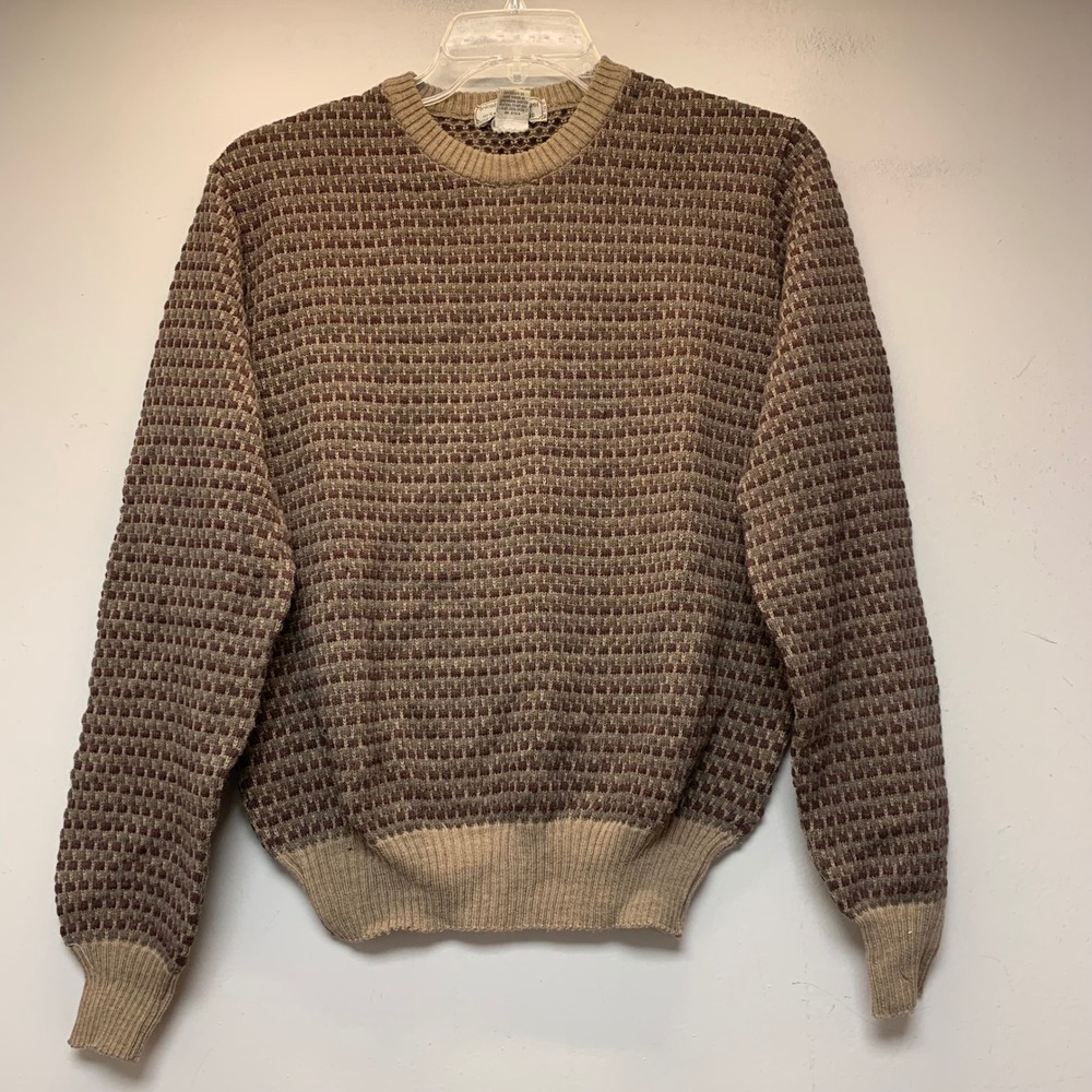 Tricots St. Raphael Sweater Mens L Brown Excellent Pure Wool Textured Knit